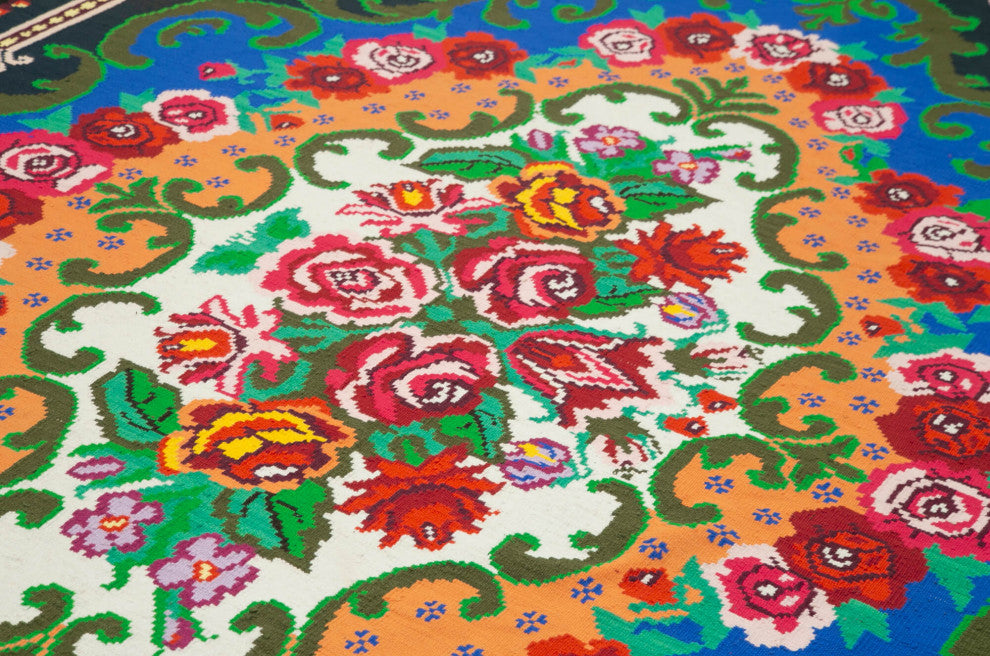 Rug N Carpet - Handmade Bessarabian 7' 1'' x 11' 0'' Vintage Floral Kilim Rug