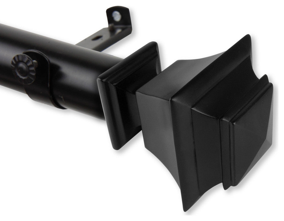 Owen 1.5" Custom Cut Length Curtain Rod, Black, 48"