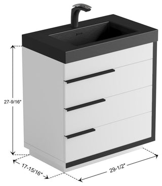 The Wilson Bathroom Vanity, White, 30", Single Sink, Freestanding