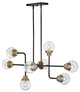 Hinkley Poppy Medium Eight Light Linear, Black