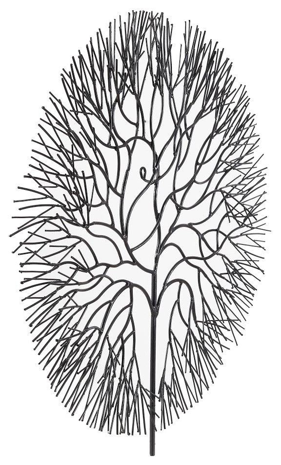 Wire Tree Wall Art, Circle, Metal, Black, Large