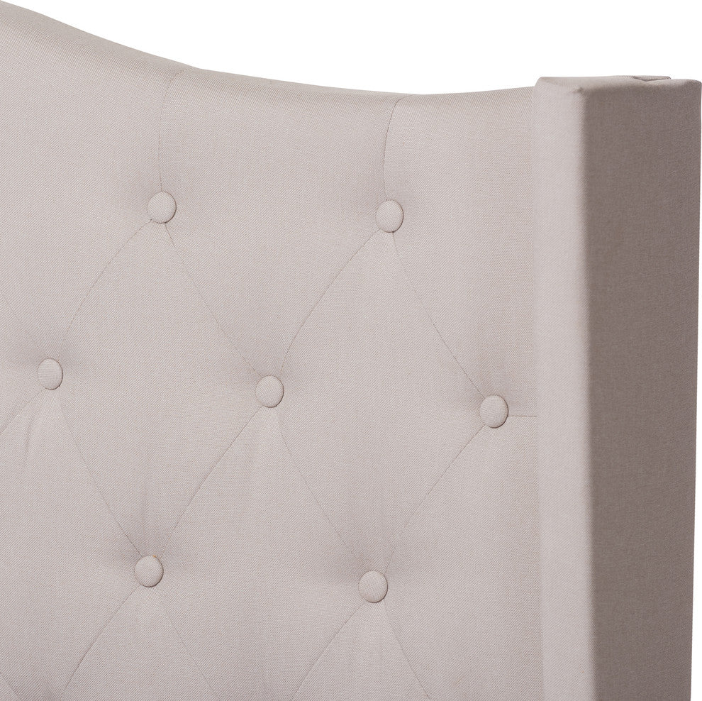 Sanni Contemporary Upholstered Bed, Beige, King