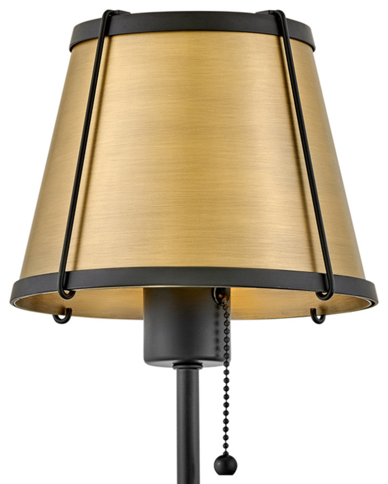 Hinkley Clarke Medium Single Light Sconce, Black With Dark Brass Accents