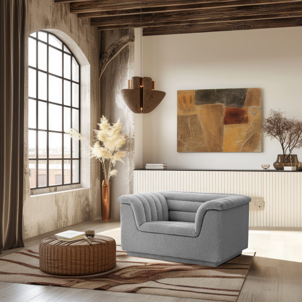 Cascade Upholstered Set, Grey, Boucle Fabric, Chair