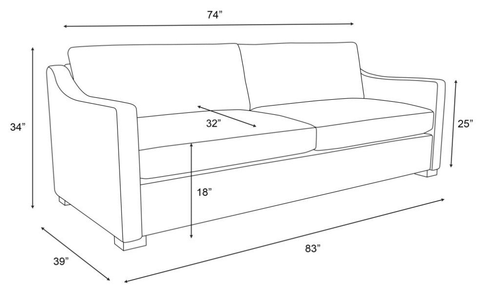 Nativa Interiors Ashley 83" Sofa, Charcoal, Depth: Deep Plush