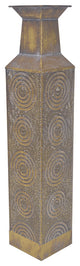 Morrocan Pierced Iron Vase, Medium, Brown
