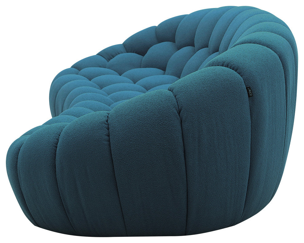Divani Casa Yolonda Modern Curved Dark Teal Fabric Sofa