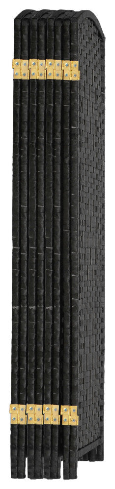 4 ft. Short Diamond Weave Fiber Room Divider Black 8 Panel