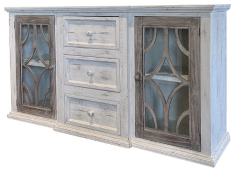 2-Door/3-Drawer Buffet White With Gray Doors
