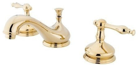 Kingston Brass Widespread Bathroom Faucet With Brass Pop-Up, Polished Brass