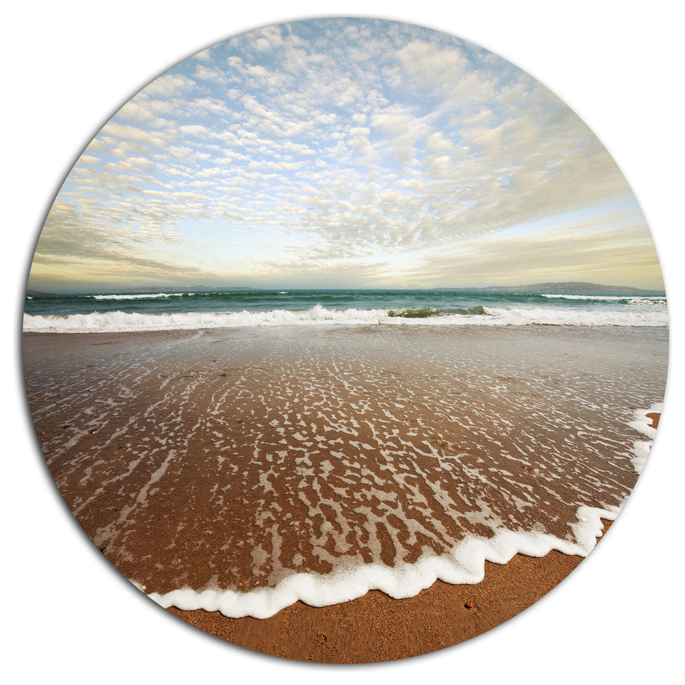 Fantastic Waves And Clouds In Beach, Seashore Round Wall Art, 11"