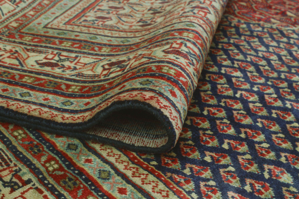 Fine Vintage Distressed Rachael Navy/Beige Rug, 7'2x10'0
