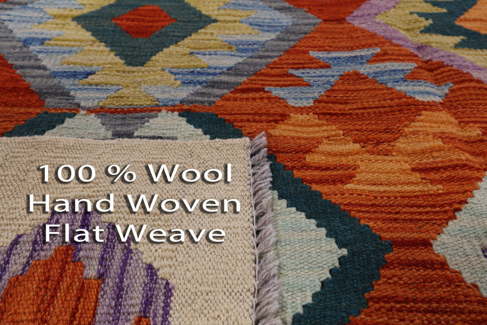 Kilim Flat Weave Reversible Rug 6' 10" X 9' 5" Q8501