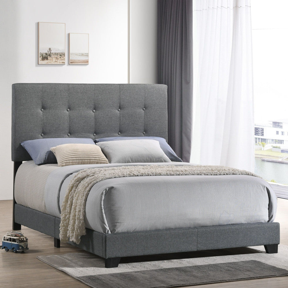 Kent Addyson Upholstered Platform Bed, Gray, Full