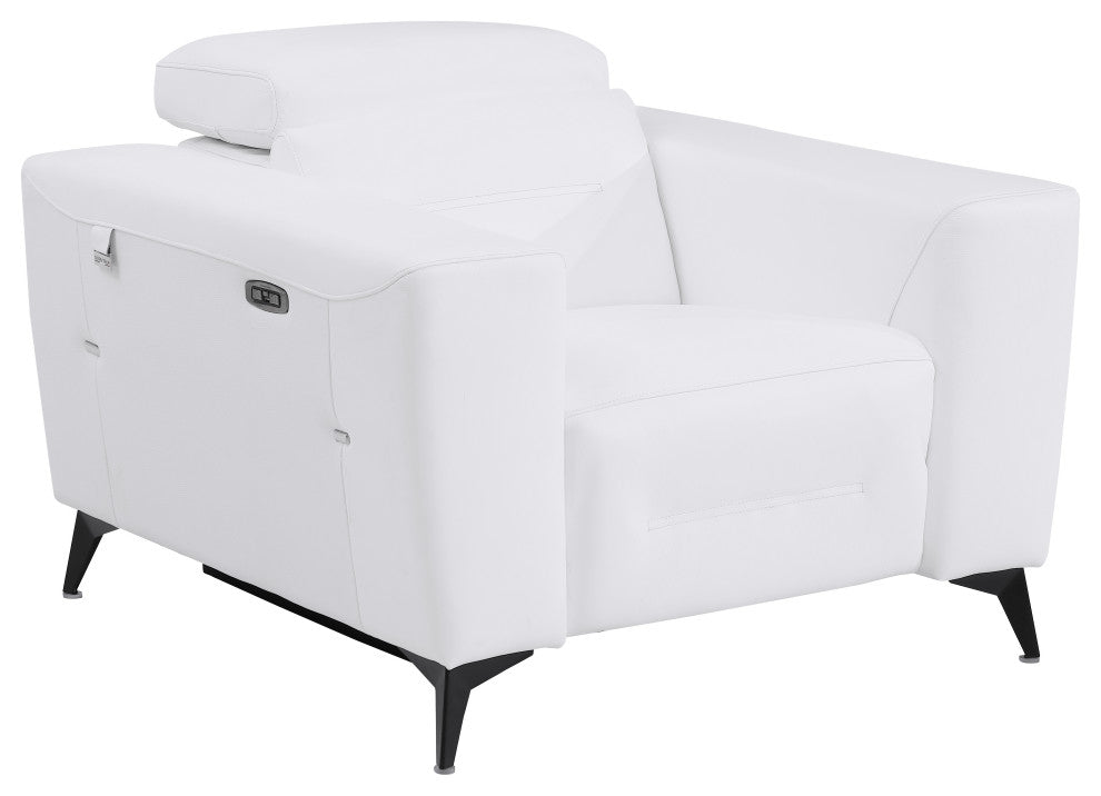 Arezzo Genuine Italian Leather Modern Sofa Set, White