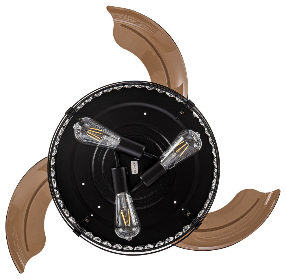 35.83 in Crystal Ceiling Fan with 3 Retractable Blades and Remote