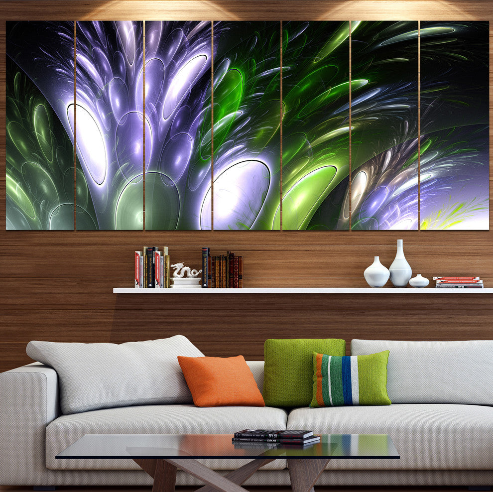 Mysterious Psychedelic Flower, Abstract Wall Art Canvas, 83"x32", 7 Panels
