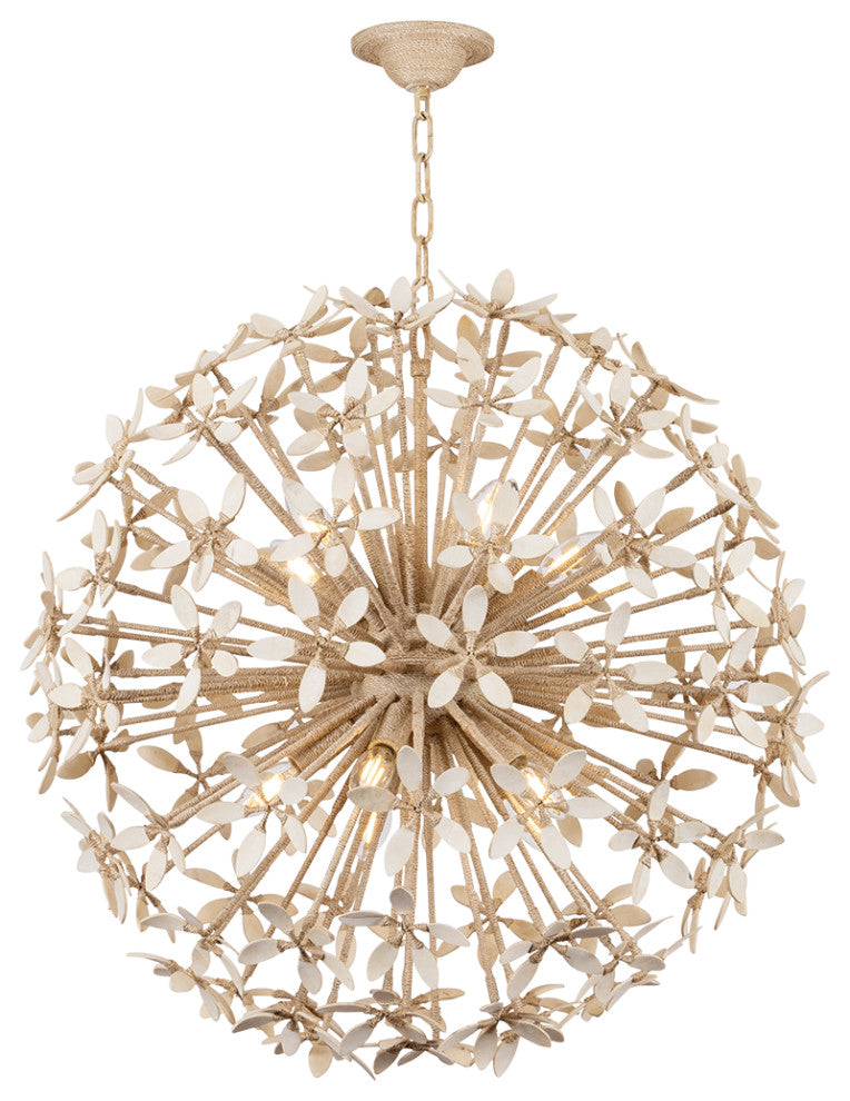 Corbett Lighting Corfu Chandelier, Ivory Coco, 30"Dx29.5"H