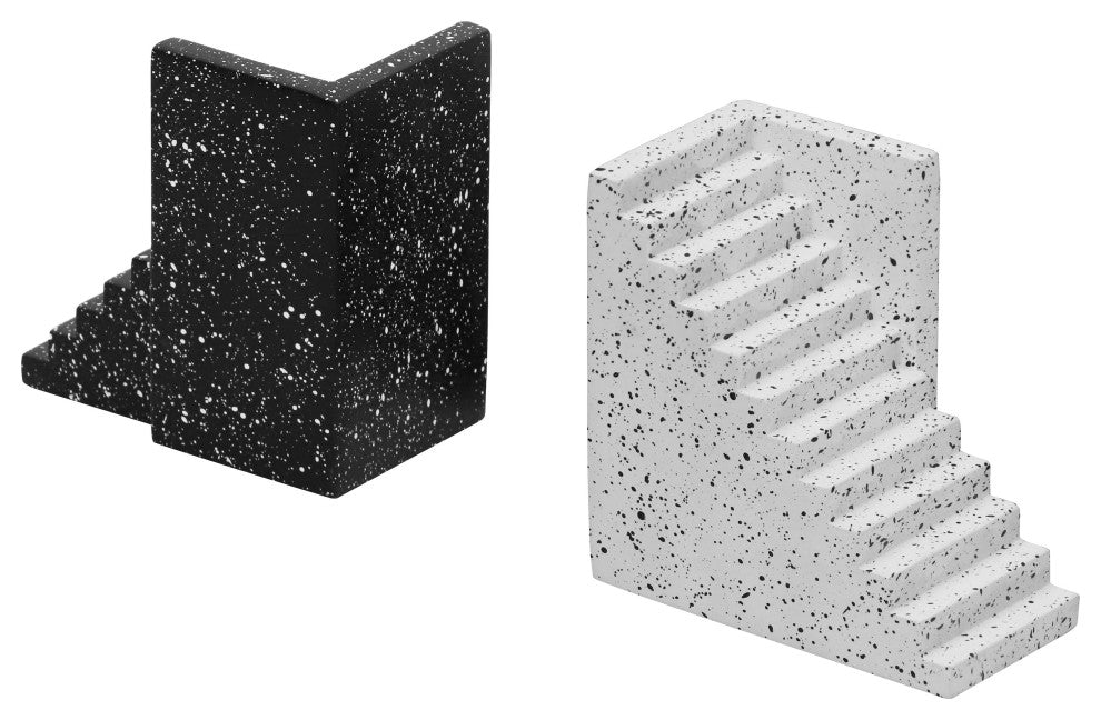 Gabby Speckled Black and White Stairway Bookends