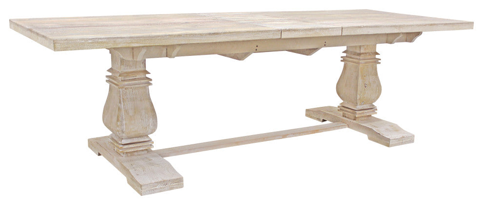 Benedict 9-Piece Dining Set, 106" Extension Table With 8 Chairs, White Wash