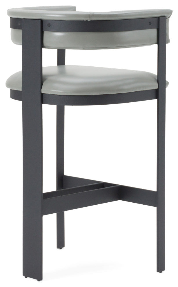 Modrest Boswell Modern Grey Faux Leather + Black Barstool