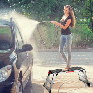 Costway Aluminum Step Stool Work Platform Folding Bench Ladder 330lbs Capacity