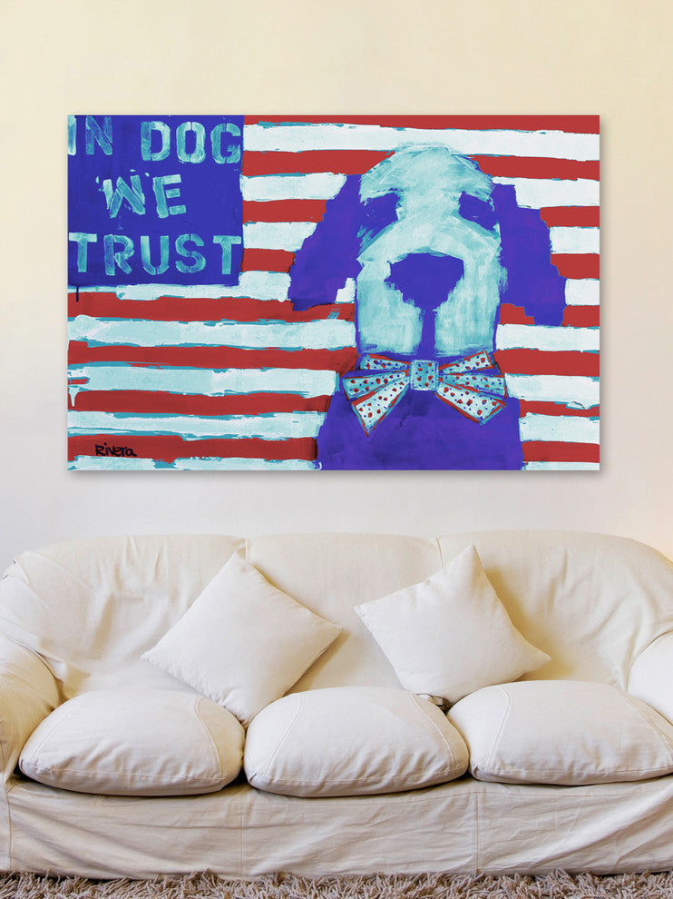 "Funky in Dog We Trust" Painting Print on Wrapped Canvas, 18"x12"