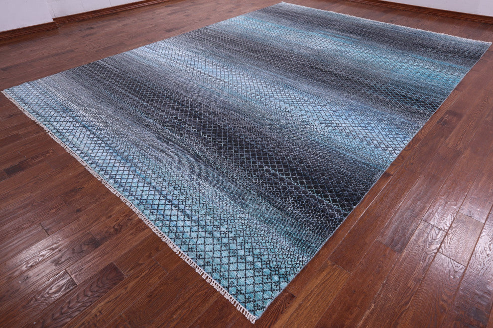10' 1" X 13' 9" Savannah Grass Wool & Silk Handmade Rug - Q15959