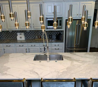 ET2 E24758 Reveal 32"W LED Linear Chandelier - Satin Nickel / Satin Brass