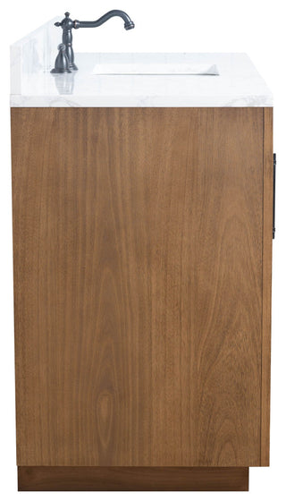 Vanity Art Bathroom Vanity With Sink, Tan, 60" Single, Arabescato White Engineered Marble Top