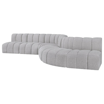 Arc Boucle Fabric Upholstered 7-Pc. S-Shaped Modular Sectional, Grey