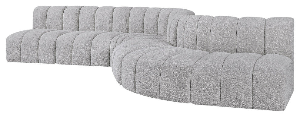 Arc Boucle Fabric Upholstered 7-Pc. S-Shaped Modular Sectional, Grey