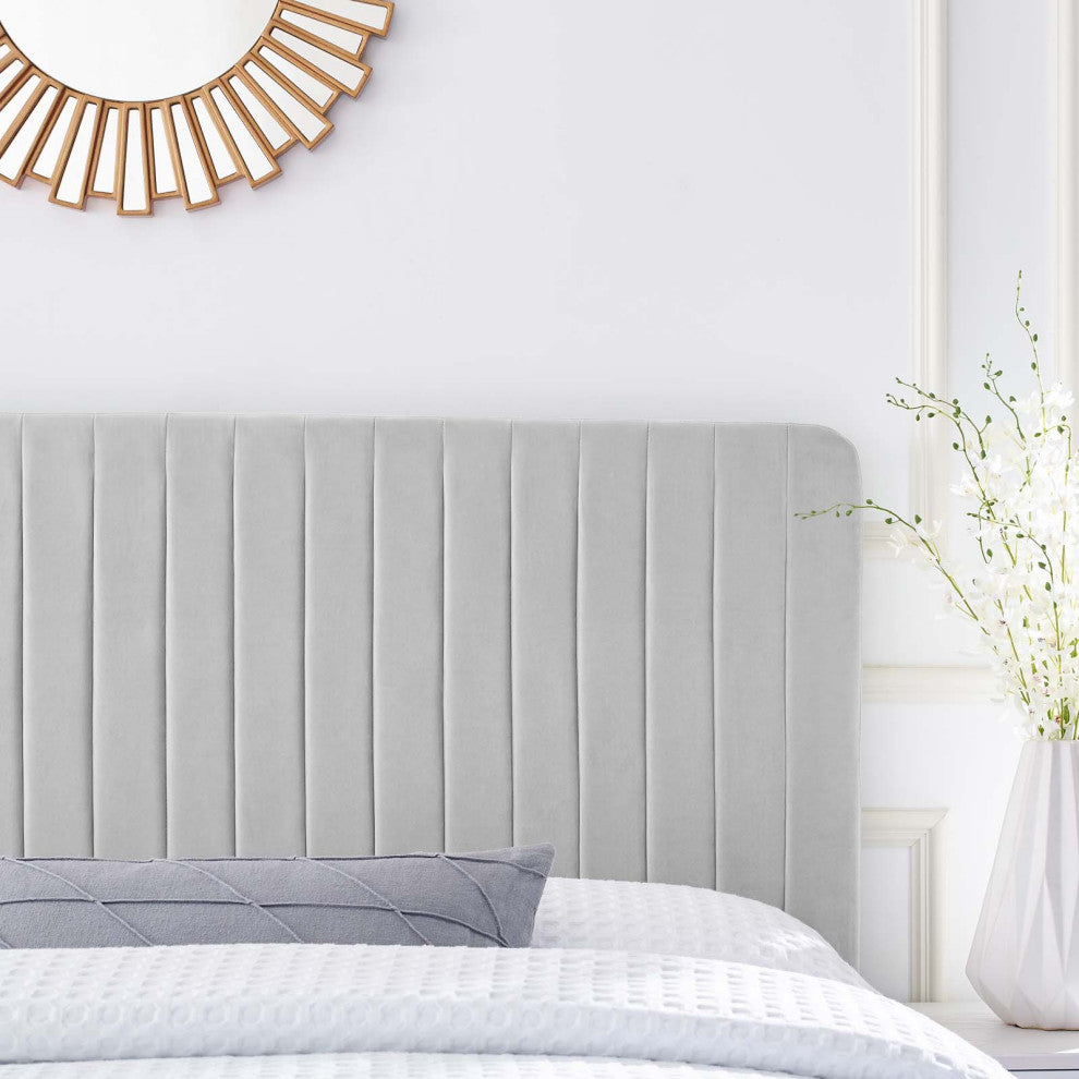 Tufted Performance Velvet King/California King Headboard Light Gray
