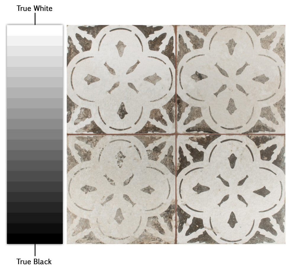 Kings Aurora Encaustic Ceramic Floor and Wall Tile, Nero Black
