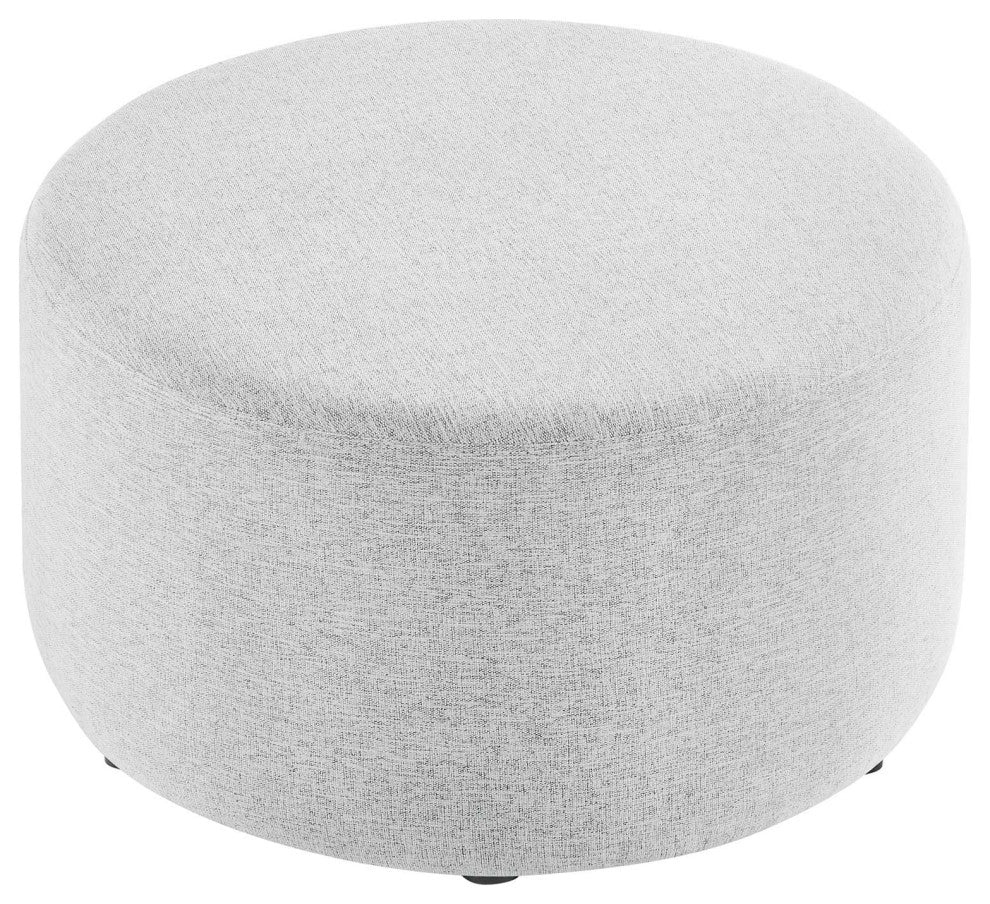 Callum Large 29" Round Woven Heathered Fabric Upholstered Ottoman