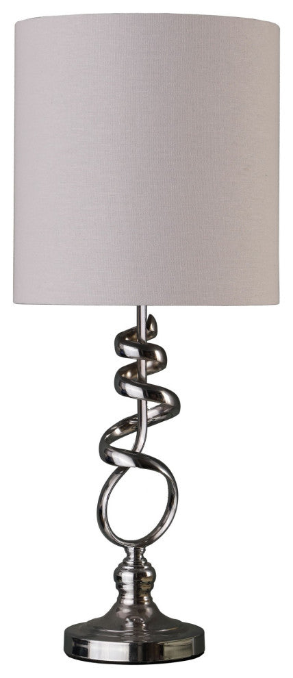 Table Lamp With Curved Abstract Metal Base, Silver