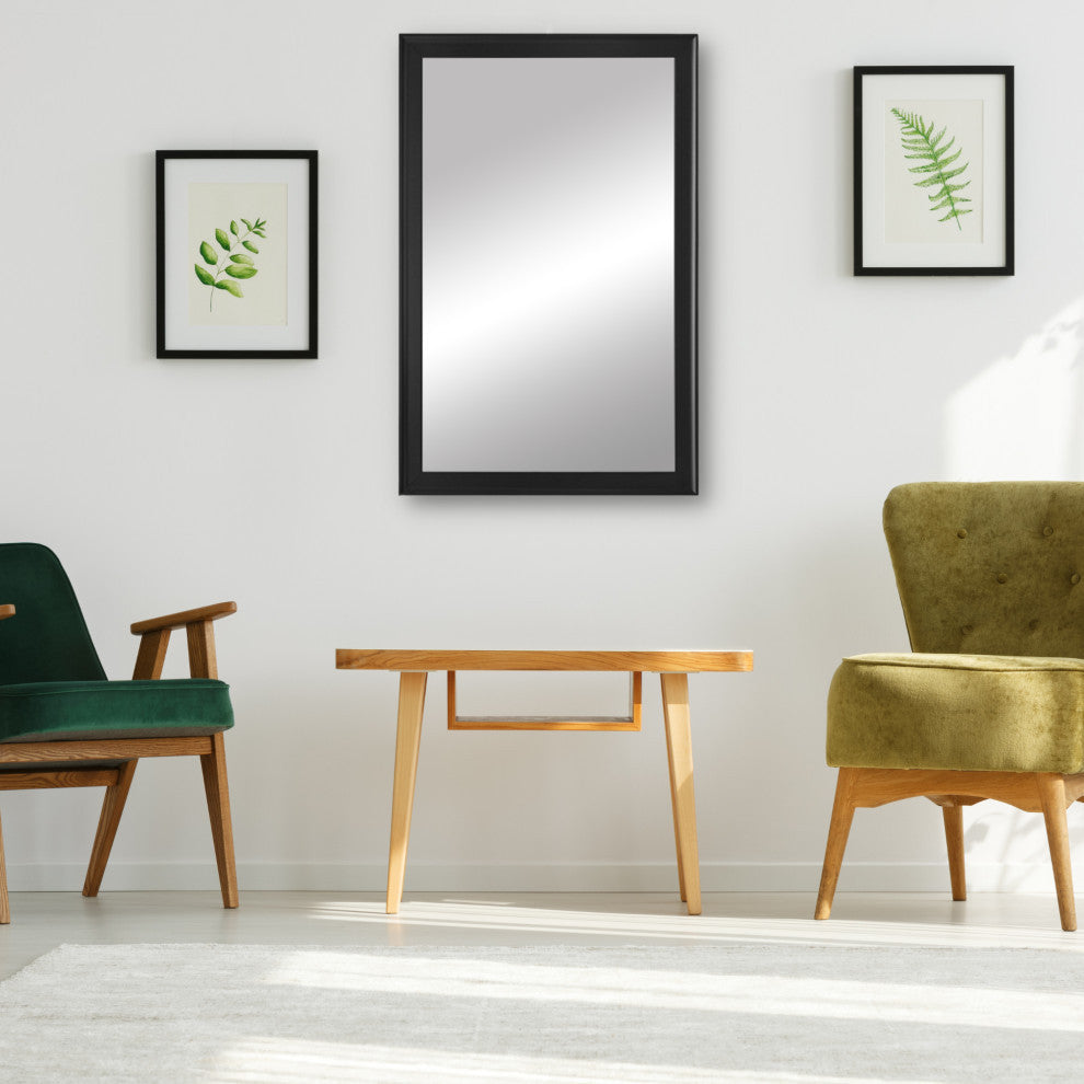 Morgan Framed Wall Mirror, Black, 26"x32"