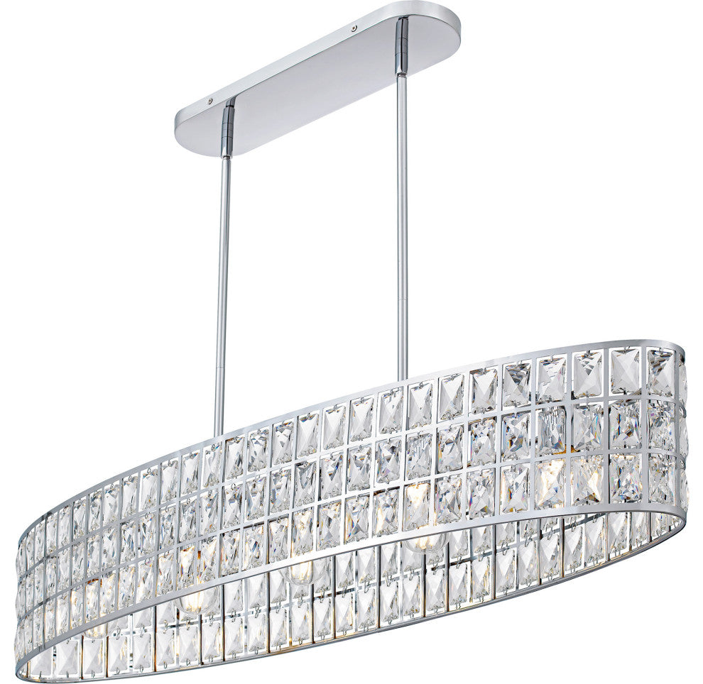 Quoizel GIB542 Gibson 5 Light 42"W Crystal Linear Chandelier - Polished Chrome
