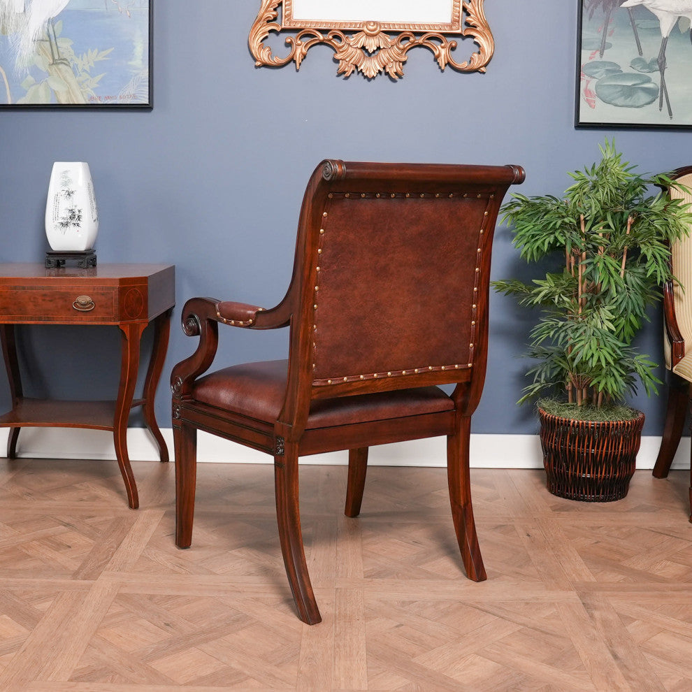 Regency Mahogany and Leather Arm Chair