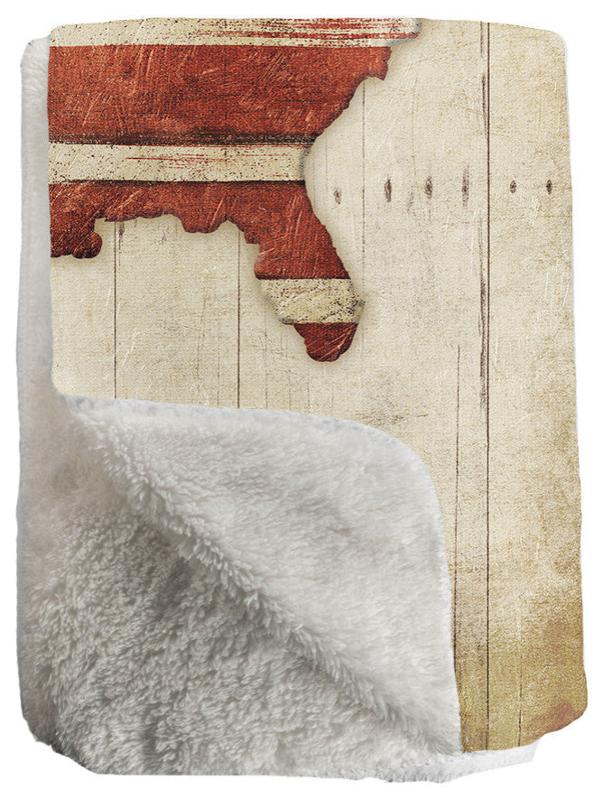 Laural Home Wooden Flag Sherpa Throw Blanket