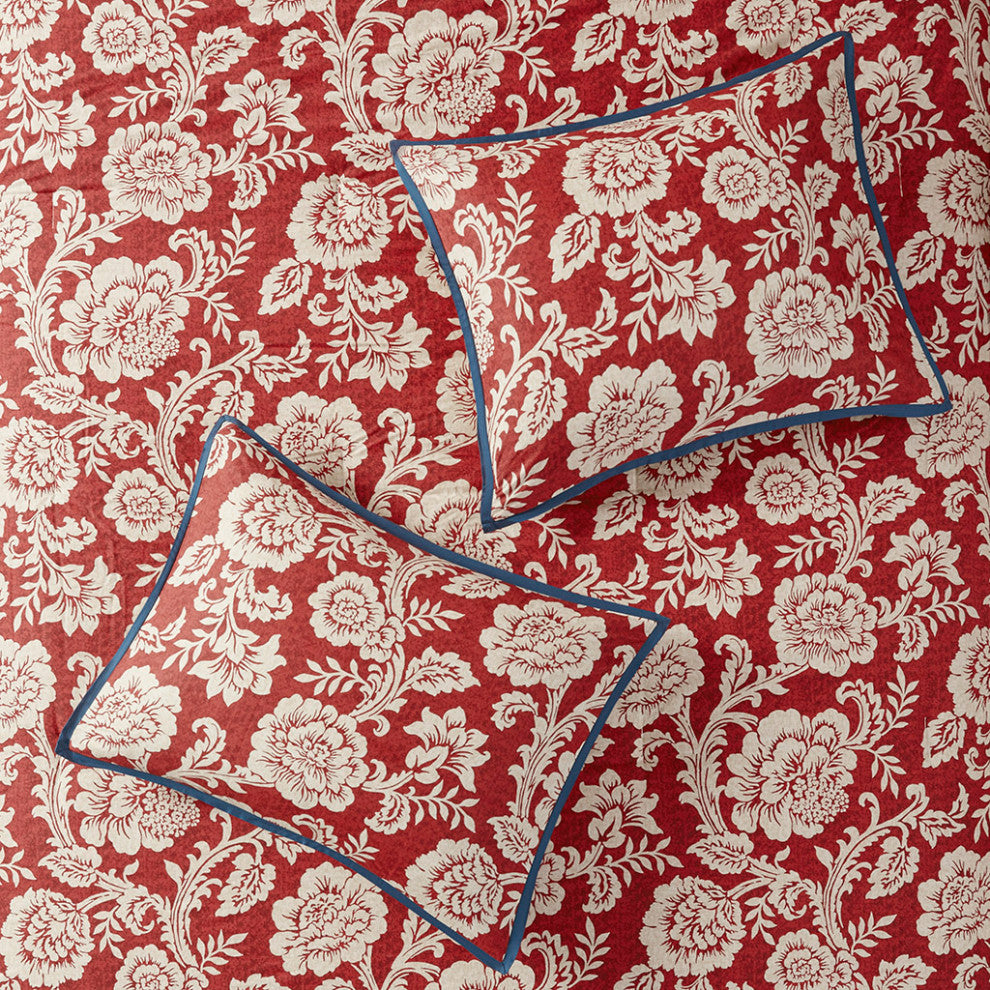 Madison Park Lucy 9 Piece Cotton Twill Reversible Comforter Set in Red
