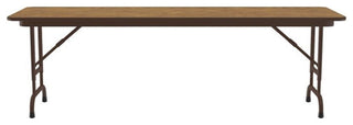 Correll 22-32"H Adjustable Height Melamine Top Folding Table in Medium Oak