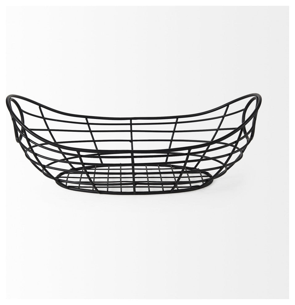 Black Metal Boat Shaped Basket