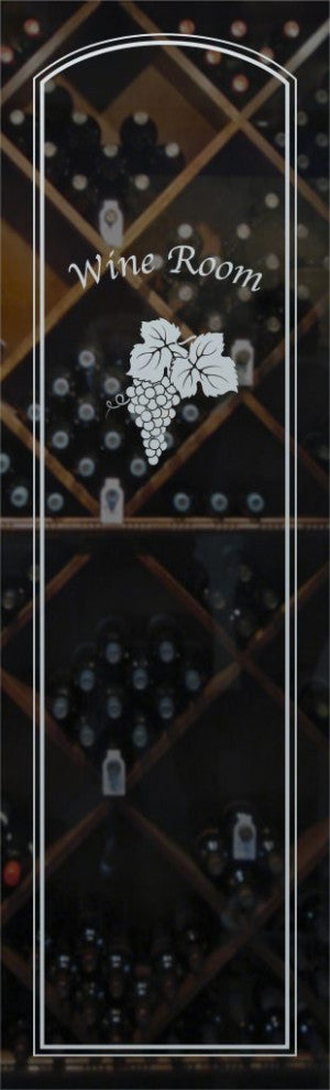 Wine Door - Grape Cluster Arched Border with Text - Douglas Fir (stain...