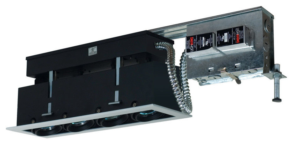 4-Light Linear Remodel, White Trim, Black Gimbal, Black