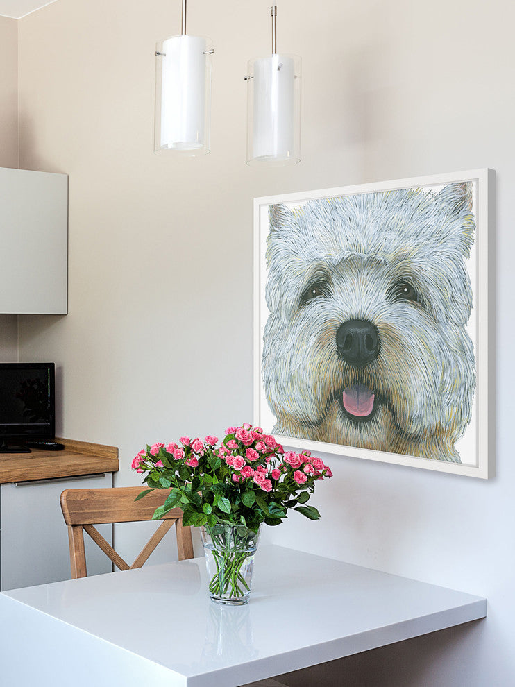 "Yorkie 2" Framed Painting Print, 24"x24"