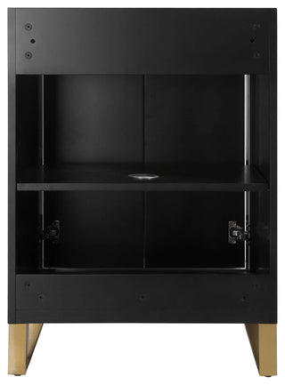 Opulence Bath Vanity, Black Matte, 24", Satin Brass Hardware, Black Marble Top