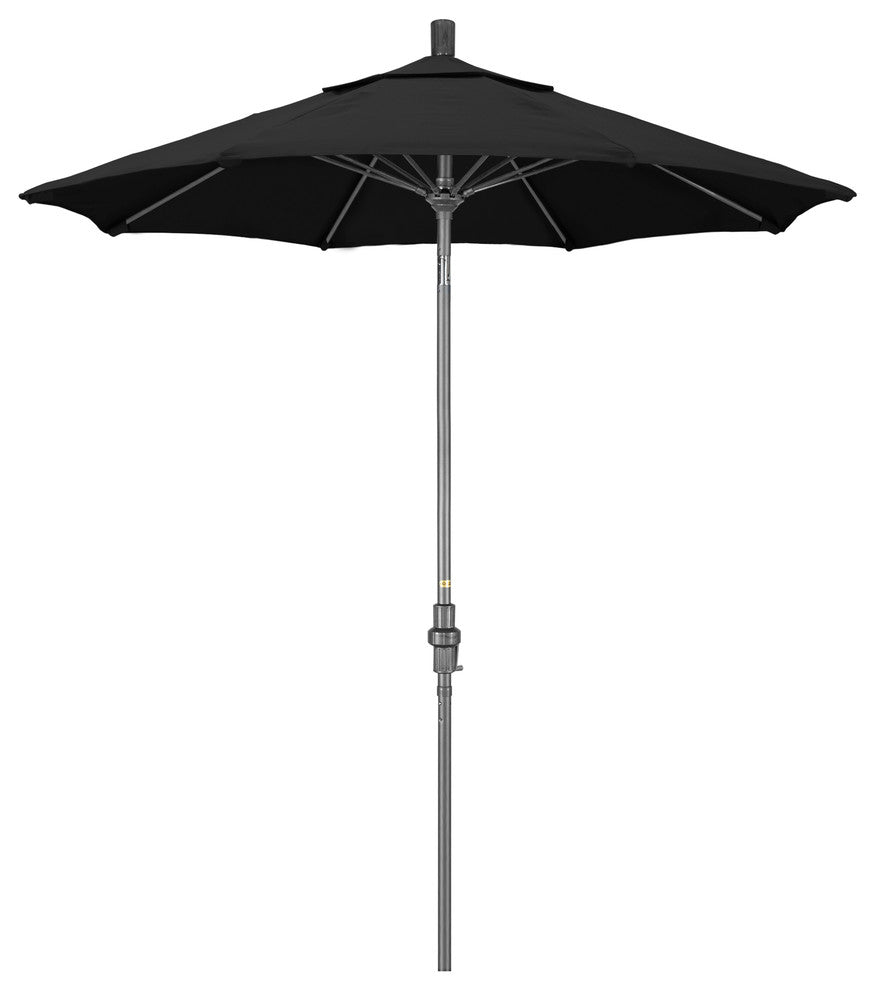 7.5' Grey Collar Tilt Lift Fiberglass Rib Aluminum Umbrella, Olefin, Black