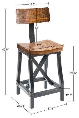 INK+IVY Lancaster Industrial Dining Table, Amber, Bar Stool