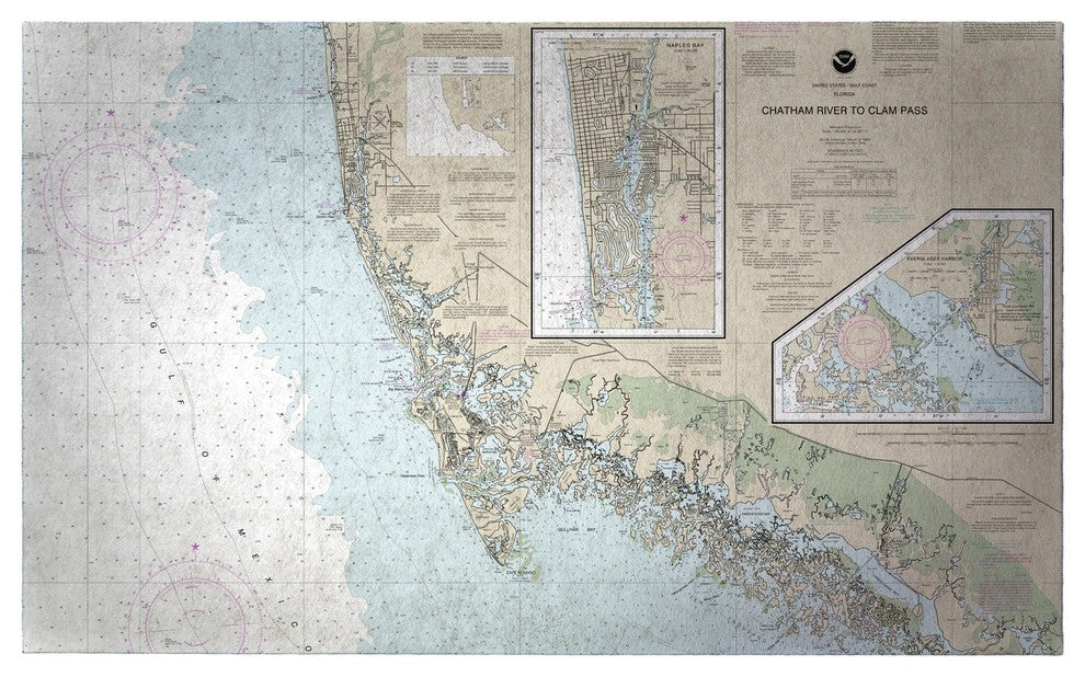 Betsy Drake Naples - Chatham River to Clam Pass, FL Nautical Map Door Mat 30x50